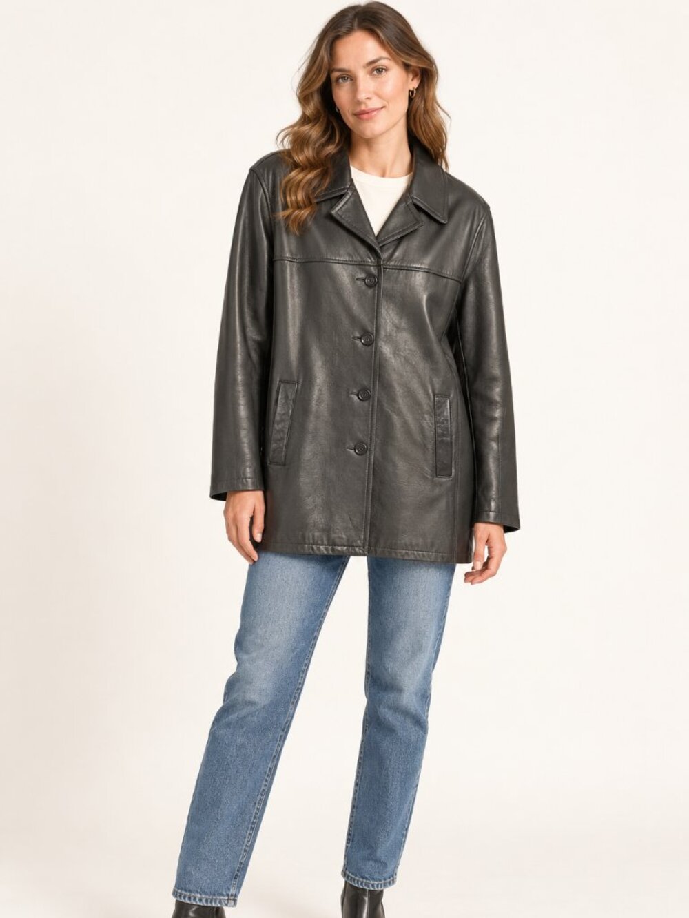 Roots Canada Leather Coat Women's Size 12